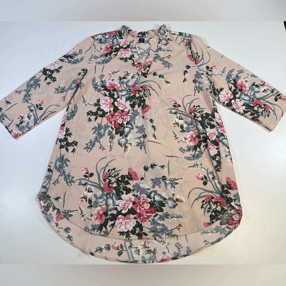 SHEIN Floral Blouse - Pink and Cream
